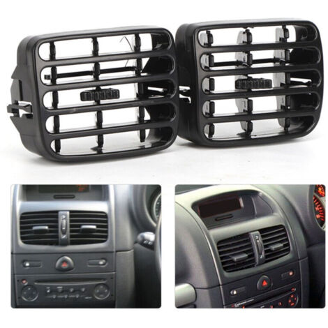 2 Grilles d′aération ventilation centrale noir du tableau de bord pour Clio MK2 19982006