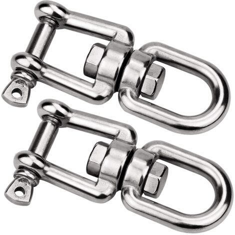 2 grilletes giratorios M8 de acero inoxidable 304 de grado marino con mordaza giratoria para anclas. Grilletes giratorios dobles para cadenas de anclas/amarres de embarcaciones.