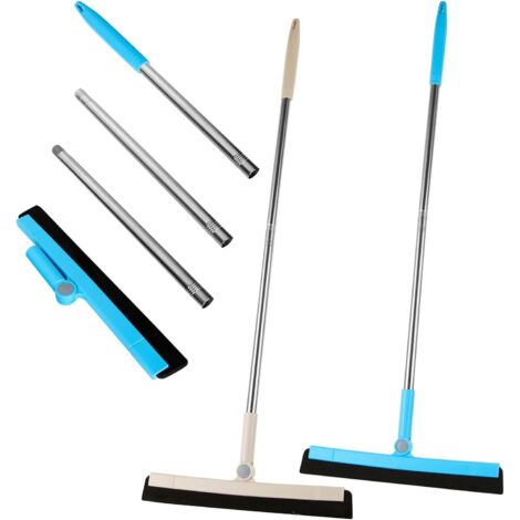 2 Gummibodenabzieher mit 95 cm langem Griff, 180° drehbar, für nasse Böden, Fenster, Duschen, Fliesen, Haare, 1 Set