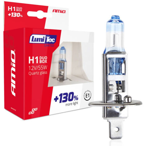 Комплект от 2бр. халогенни крушки H1 12V 55W LumiTec LIMITED +130% бяла светлина