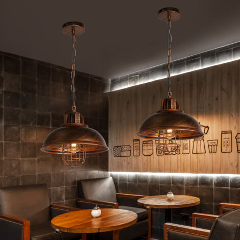 2 × Hängelampe Innendekoration E27 Retro Industrie Kreative Metall Pendelleuchte Loft Bar Restaurant Ø33CM Bronze