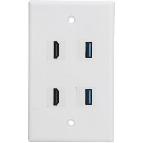 2 HD Multimedia Interface+2 USB3.0 Ports Panel Weld Free Audio Video Wall Outlet Plate Accessory