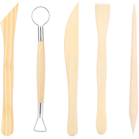 2 Holzschnitzwerkzeug-Sets mit Holzgriffen für Keramik und Ton