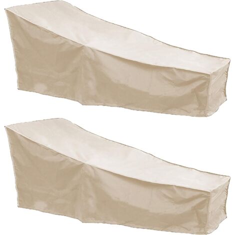2 Housses de Protection Chaise Longue Jardin Imperméable 208x76x41cm Beige Extérieur Patio