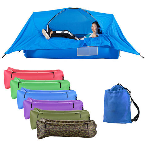 2-in-1 Airbed Tent Inflatable Air Sofa with Canopy Portable Outdoor Camping Suspension Tent Air Bed for Backpacking Hiking Backyard