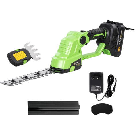 2-in-1 Akku Heckenschere Elektrischer Hecken & Strauchschere mit 20/10cm Schnittlänge, Ladegerät