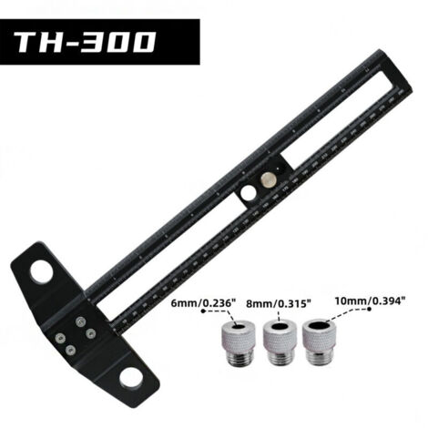 2-in-1 angle ruler for woodworking, T-shaped marking ruler, multifunctional mobile marking square (black - 30 cm)