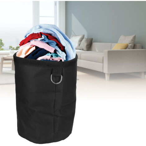 2-in-1 Aufbewahrungskorb mit Haken, großes Fassungsvermögen, Kordelzugverschluss, 600D Oxford-Gewebe (Polyester), waschbar, faltbar, mit Trocken- und Abstellfunktion, praktischer Ring