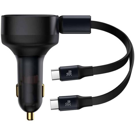 2-in-1-Autoladegerät, 33 W, 2x USB-C, Schwarz