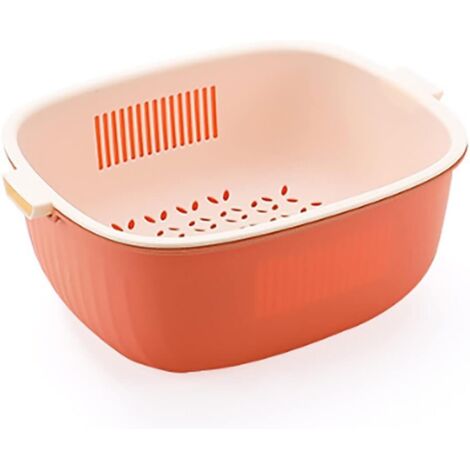 2-in-1 BPA-freies PP-Kunststoff-Filterset, doppelwandiger Siebeinsatz zum Reinigen von Obst und Gemüse