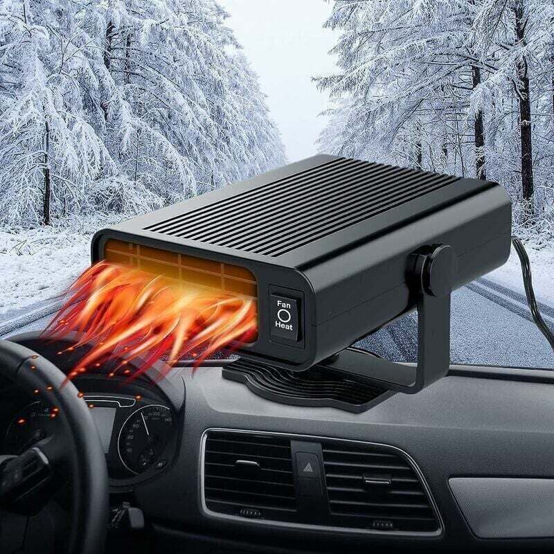 2-in-1 Car Heater 12V 120W Portable Fast Car Defroster and Demister 360-Degree Rotating Car Windshield Defroster with Cigarette Lighter Plugs (Black)