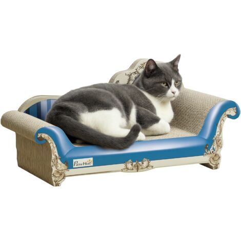 2-in-1 Cat Scratching Board with Catnip for Indoor Cats, 26.5 x 57 x 26.5cm, Blue