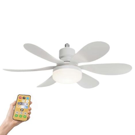 2-in-1 Deckenventilator mit einstellbarer Helligkeit, 40-W-E27-LED-Lampe, 6 Flügeln und Fernbedienung