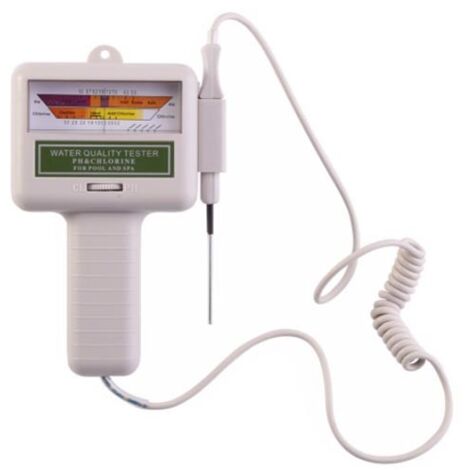 2-in-1-Digital-Chlormessgerät, tragbarer Wasserqualitätsmonitor-Tester mit großem Display für Schwimmbad-Spa (Grau – Weiß)