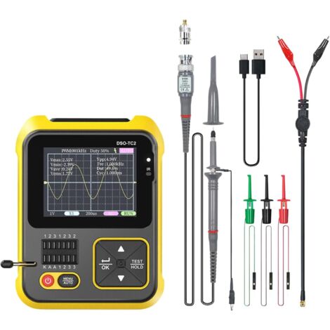 2-in-1-Digitaloszilloskop und Transistortester, DSO-TC2 200 KMHz 2,5 MS/s Handheld-Digitaloszilloskop 2,4-Zoll-Transistortester mit Adapter