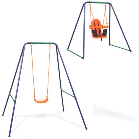 2-in-1 Einzelschaukel und Babyschaukel Orange vidaXL