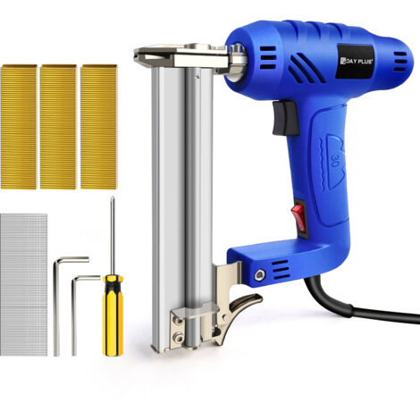 2 in 1 Electric Brad Nailer Stapler 18 Gauge Staple Nail Gun Power Adjustable with 300Pcs 19mm Staple and 100Pcs 25mm Nails 2m Cable for DIY Projects Home Improvement Woodworking Repairing