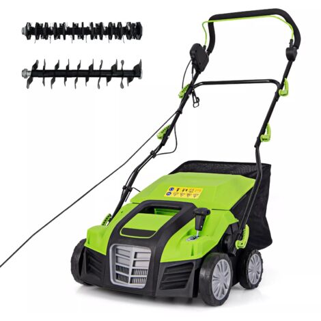 2-In-1 Electric Dethatcher & Scarifier Folding Walk-Behind Weeder