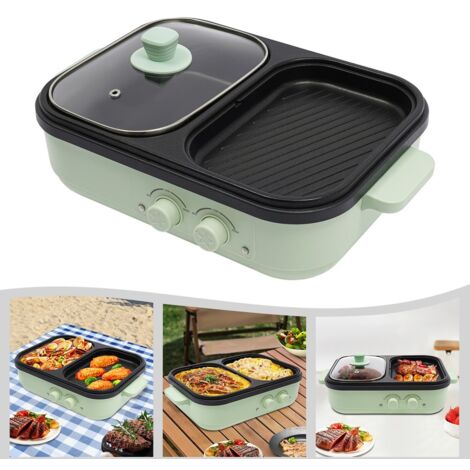 2 in 1 Elektrische Antihaft-Bratpfanne Shabu Topf und Bratpfanne 1300W