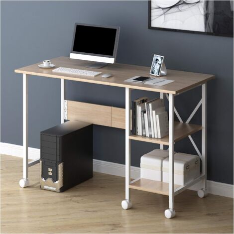 Cherry Tree Furniture MERV Computer Desk Home Office Desk with Drawer Beech Colour