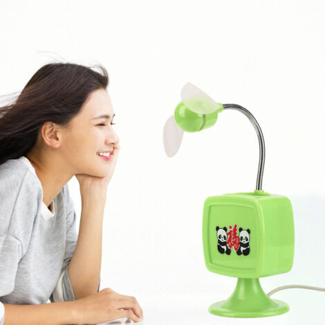 2-in-1 flexibler USB-Tischventilator – Grün, ABS, 5 V, tragbar für Homeoffice – Kompakt und hell