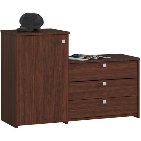 2-in-1 Garderobenkommode und Schuhschrank AKORD S16 in der Farbe Wenge mit 4 Schuhkipper B98,4 x H68 x T33 cm Gewicht 24,9 kg