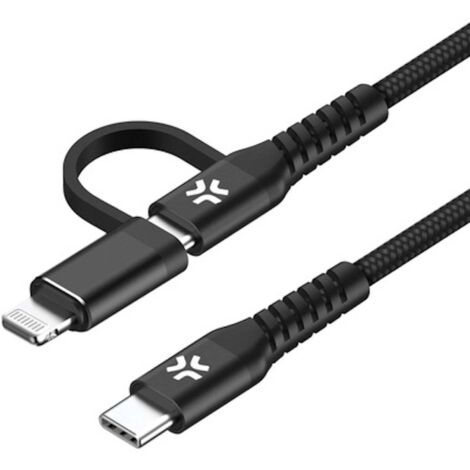 2-in-1-Kabel USB-C - USB-C/Lightning 60 W 1 m Schwarz