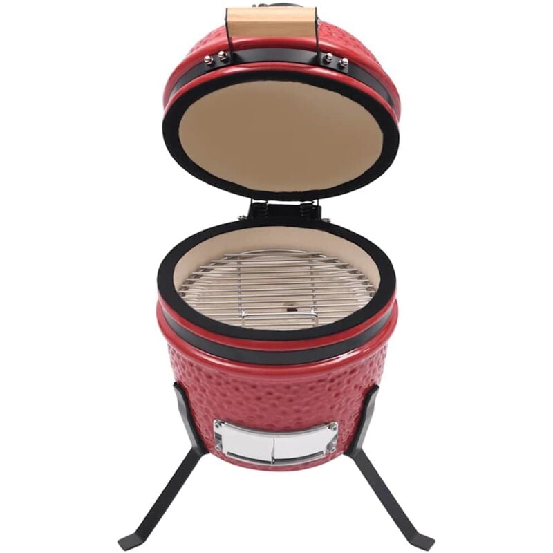 2-in-1 Kamado Barbecue Grill Smoker Ceramic 56 cm Red CFW609339