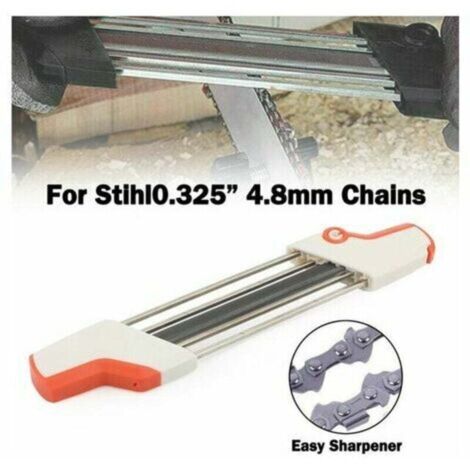 2-in-1-Kettensägenschärfer, einfaches Schärfen, Schleifwerkzeuge für STIHL, Feile und Tiefenmesser in einem ergonomischen Werkzeug (weiß und orange), 4,8 mm STOL