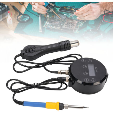 2-in-1-Lötstation mit Digitalanzeige – Heißluft-Reparaturset inklusive 3 Düsen für Elektronik – EU-Stecker 220 V