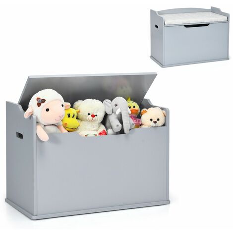 2-in-1 Modern Flip-top Storage Chest Wooden Storage Organizer Bench Toy Box Unit