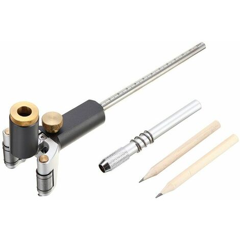 2 in 1 Multifunction Parallel Measuring Tool for Straight Line Woodworking with 2 Precise Draw Circle Marker Pencils
