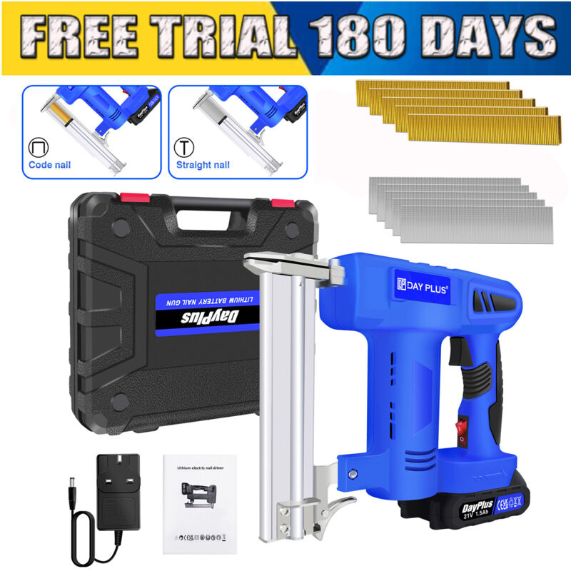 Dayplus - 2 in 1 Nail Gun & Staple Gun Cordless Electric Heavy Duty Stapler Nailer 1750W