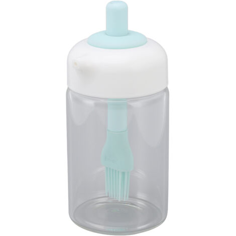 2-in-1-Ölflasche aus Glas mit Silikonpinsel, 230 ml, blau, zum Kochen