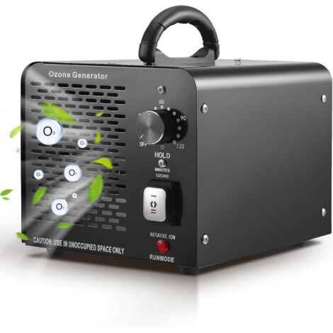 2-in-1 Ozon- und Negativionengenerator, 60.000 mg/h Ozongenerator für den Heimgebrauch, Ozongerät mit 120-Minuten-Timer für 300㎡ Raum, Generator