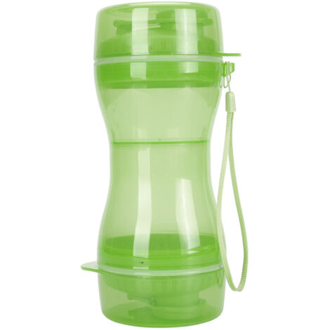 2 in 1 Pet Water Bottle Leakproof Portable Dog Water Bottle with Food Container Pet Water Dispenser Feeder for Cat Walking Travel Green
