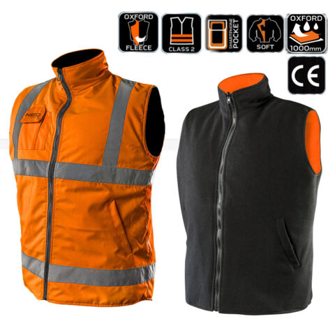 2 in 1 Profi Warnweste, Fleeceweste orange S