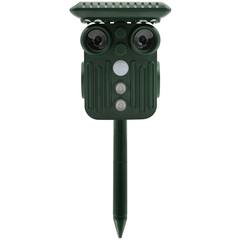 2 in 1 Répulsif Extérieur Ultrason Solaire de Animaux, Repulsif Chat, Repulsif Taupe, Répulsif Serpent, Répulsif Pigeon etc. Charge Solaire et USB,