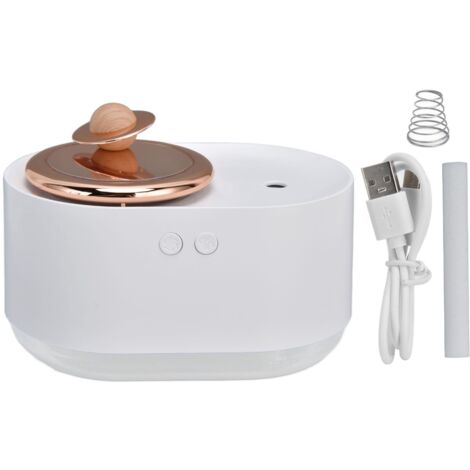 2 in 1 Rotating Planet Humidifier USB Charging Cordless Mute Spray Humidification for Home 1200MAHWhite