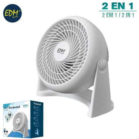 2-in-1-Stand- und Wandventilator, weiße Farbe, Leistung 50 W, Flügel ø18 cm, 26,5 x 15,5 x 27,7 cm, EDM