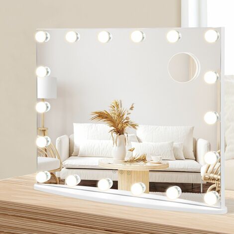 2 in 1 Tabletop & Wall Mounted Makeup Mirror Vanity Mirror with 18 LED Lights