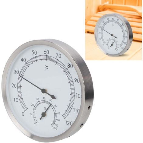 2-in-1-Thermo-Hygrometer aus Edelstahl für Saunaräume, wasserdicht, hochtemperaturbeständig