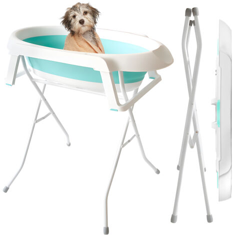 2-in-1-Tierbadewanne mit abnehmbarem Klappständer, Tragkraft 15 kg, 87 × 61 × 85 cm, grün.