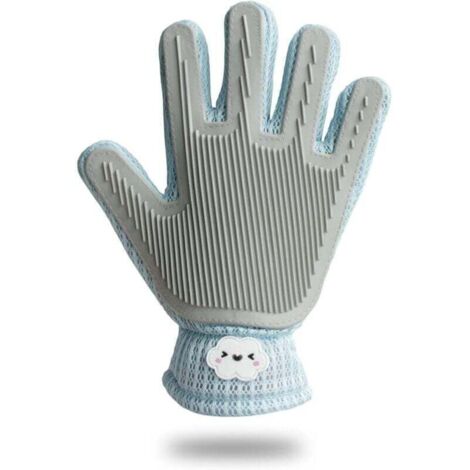 2-in-1 Tierhaarentfernungshandschuh (für Hunde, Katzen, Pferde und Kaninchen) - Effektiver Katzenpflegehandschuh, Bade- und Massagegerät (1 Stück, blau)