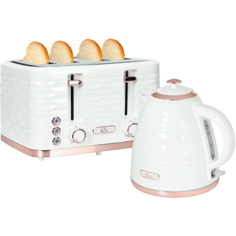 2-in-1 Toaster- und Wasserkocher-Set, 7 Bräunungsstufen, Auftau- und Aufwärmfunktion, Cremeweiß