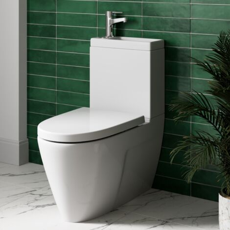 2 In 1 Toilet Basin Combo Combined Toilet Wc Sink Space Saving Cloakroom Unit