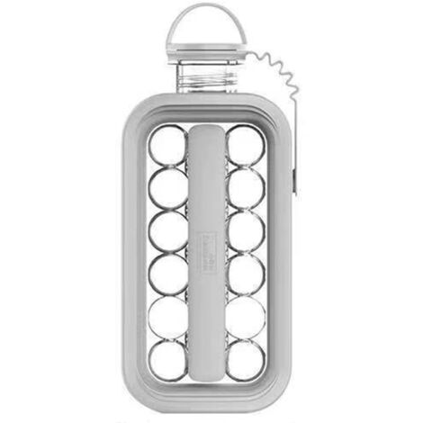 2-in-1 Tragbare Eiskugelform – Wasserflasche mit grauem Deckel zur Eiswürfelherstellung