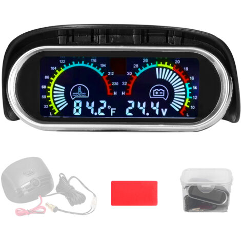 2-in-1 Universal-Digitalanzeige für Autos: Wassertemperaturanzeige, Spannungsanzeige (9–36 V) mit 1/8-NPT-Sensor und Fahrenheit/℉-Anzeige für Pkw, Lkw, SUV und Wohnmobile