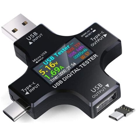 BLUEDEER 2-in-1 USB Tester Messgerät Strommessgerät Digital Multimeter Strommesser Power Meter, Spannung Voltmeter, Strom, Leistungskapazität Detektor
