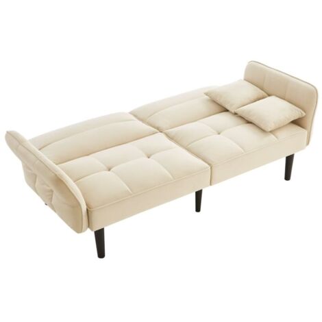 2-in-1 Verstellbares Schlafsofa – Zweisitzer mit Samtbezug, klappbaren Armlehnen & Schlaffunktion,ideal für kleine Räume